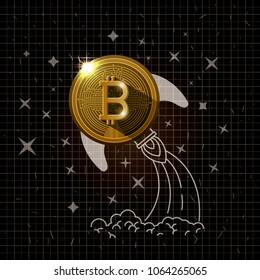 bitcoin mining gold set icons