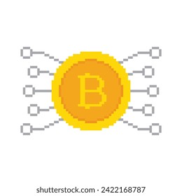 Bitcoin mining  icon 8 bit, pixel art  cryptocurrency icon