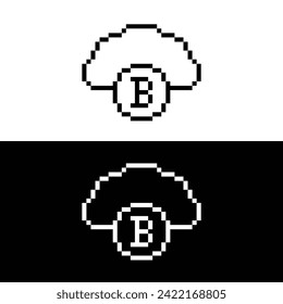 Icono de minería de bitcoin de 8 bits, ícono de criptodivisa de píxel
