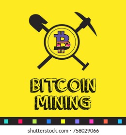 Bitcoin mining icon with Africa pattern design