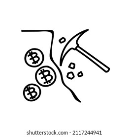 bitcoin mining icon black and white vector illustration