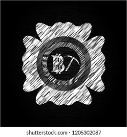 bitcoin mining icon with chalkboard texture