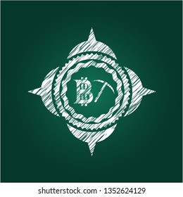 bitcoin mining icon with chalkboard texture