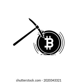 Bitcoin Mining Icon. Cryptocurrency Business Symbol  - Vector for Design, Presentation, Website or Apps Elements. 