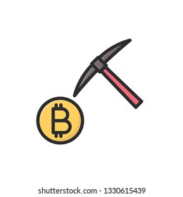 bitcoin mining icon. cryptocurrency icon flat design