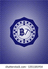bitcoin mining icon with denim texture