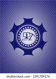 bitcoin mining icon with denim texture