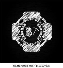 bitcoin mining icon drawn on a chalkboard