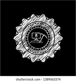 bitcoin mining icon drawn on a chalkboard