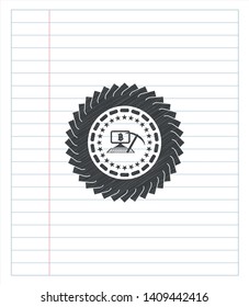 bitcoin mining icon emblem draw with pencil effect. Vector Illustration. Detailed.