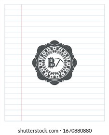 emblema del icono de minería de bitcoin dibujado en lápiz. Ilustración vectorial. Detallado.