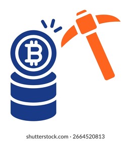 Bitcoin Mining Icon Fill Vector Illustration