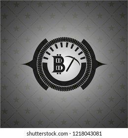 bitcoin mining icon inside black emblem. Vintage.