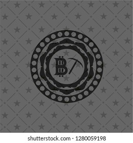 bitcoin mining icon inside black badge