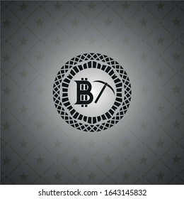 bitcoin mining icon inside black emblem