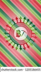 bitcoin mining icon inside christmas badge background.