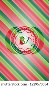 bitcoin mining icon inside christmas colors emblem.