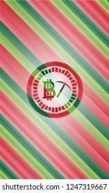 bitcoin mining icon inside christmas badge background.
