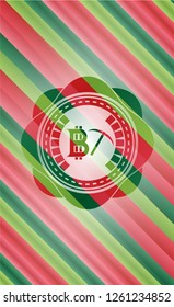bitcoin mining icon inside christmas badge.