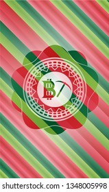 bitcoin mining icon inside christmas colors style emblem.