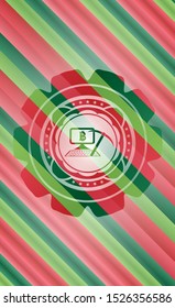 bitcoin mining icon inside christmas emblem.