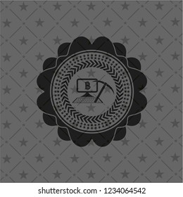 bitcoin mining icon inside dark badge or emblem