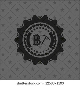 bitcoin mining icon inside dark emblem