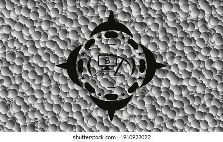 bitcoin mining icon inside dark emblem with bubbles background. Retro. Vector Illustration. Detailed. 