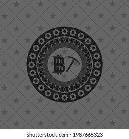 icono de minería de bitcoin dentro de una placa oscura. 