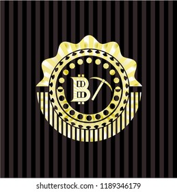 bitcoin mining icon inside gold badge