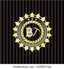 bitcoin mining icon inside gold badge