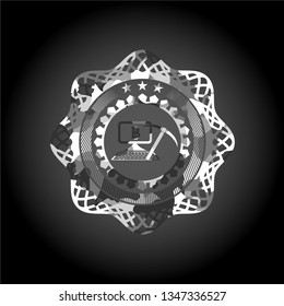 bitcoin mining icon inside grey camo emblem