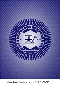 bitcoin mining icon inside jean background