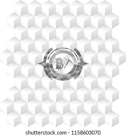 bitcoin mining icon inside realistic grey emblem with cube white background