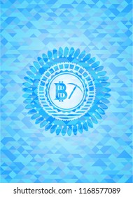 bitcoin mining icon inside realistic light blue mosaic emblem