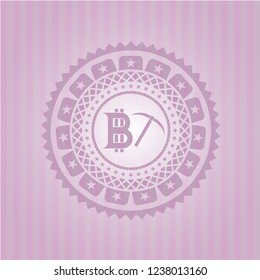 bitcoin mining icon inside realistic pink emblem