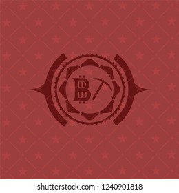 bitcoin mining icon inside realistic red emblem