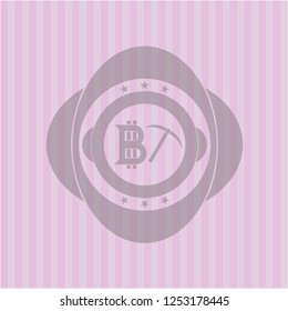 bitcoin mining icon inside realistic pink emblem