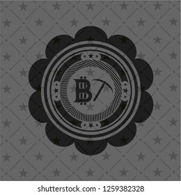 bitcoin mining icon inside realistic black emblem