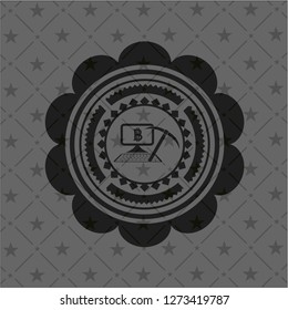 bitcoin mining icon inside realistic black emblem
