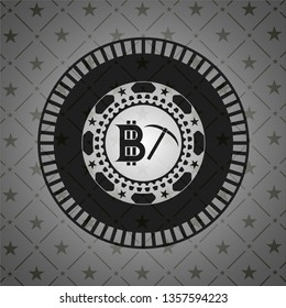 bitcoin mining icon inside realistic dark emblem
