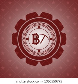 bitcoin mining icon inside realistic red emblem