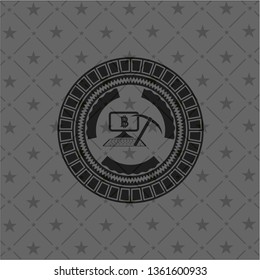 bitcoin mining icon inside realistic black emblem