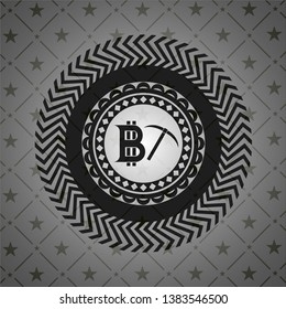 bitcoin mining icon inside realistic dark emblem