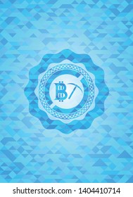 bitcoin mining icon inside realistic light blue mosaic emblem