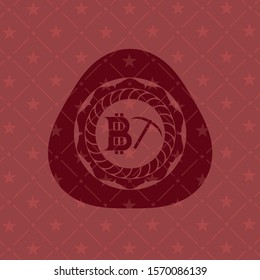 bitcoin mining icon inside realistic red emblem