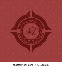 bitcoin mining icon inside red icon or emblem