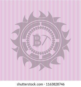 bitcoin mining icon inside retro style pink emblem