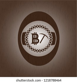 bitcoin mining icon inside retro style wood emblem