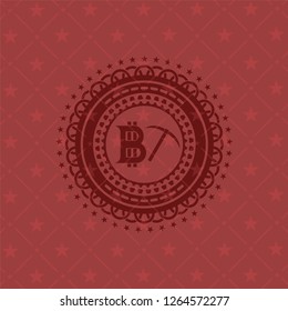 bitcoin mining icon inside retro style red emblem